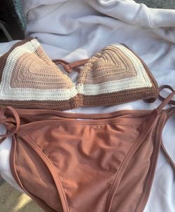 Knitted brown bikini