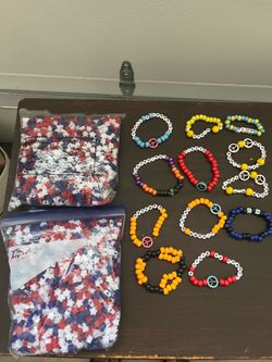 Kandi Bracelet Lot w/ Red, White and Blue Beads