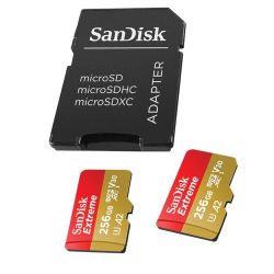 2 Sandisk extreme 256 GB Cards - Micro SD W/adapters