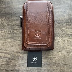 BULLCAPTAIN Men's Leather Belt Waist Bag