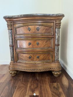 Ashley Solid Wood & Marble Night Stands/ Bed Side Tables