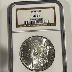 1888 S SILVER MORGAN DOLLAR NGC MS63