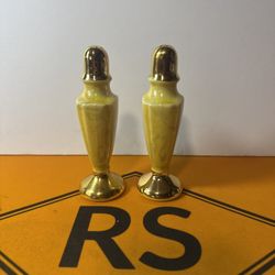 Vintage MCM Salt & Pepper Shakers  Lusterware w/ Gold Top & Base 