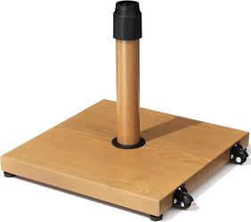 45lbs Patio Umbrella Base with Wheels, Heavy Duty Fringe Umbrella Stand Pre-Filled Concrete, No Sand/Water Needed, Fits 6-12ft Umbrella, Wind-Resistan