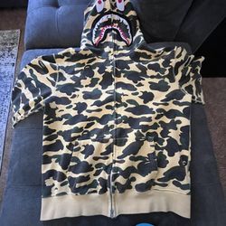 BAPE 1st Camo Shark Full Zip Hoodie 'Yellow'