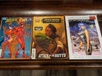 3 comic books. Ghost In the Shell Human Error Processor Dark Horse Manga Masamune, Daredevil None are so Blind Marvel comics, Star Wars 