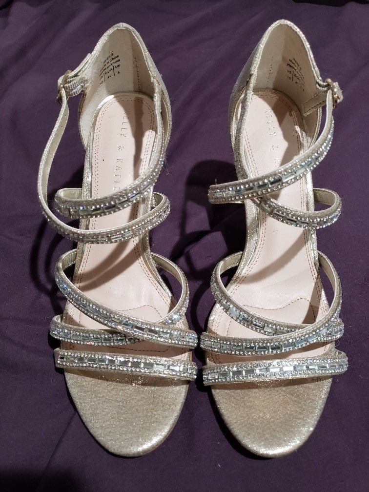 Silver & Gold Rhinestone Strappy Heels