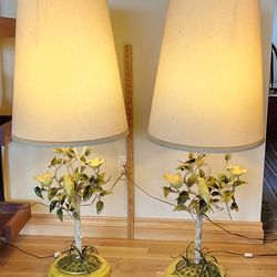 MID CENTURY Italian  toleware lamps BEAUTIFUL