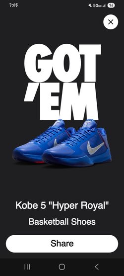 Zoom Kobe V Dodger's size 10.5 (NO TRADES PRICE IS FIRM)