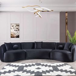 3-piece Black Velvet Sectional 