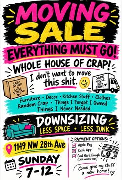 Moving sale