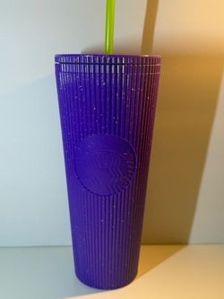 Starbucks Purple Glitter Ribbed Cold Cup Tumbler