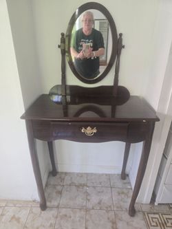 Antique makeup table with mirror