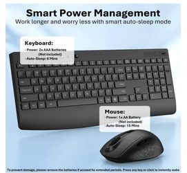 Wireless Keyboard and Mouse Combo, Full-Size Ergonomic Computer Set with Palm Rest, Lag-Free 2.4G USB Cordless Quiet Typing, Silent Click, Auto-Sleep 