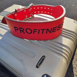 PRO Fitness Weight Lifting Belt Red Leather Gym Workout Exercise