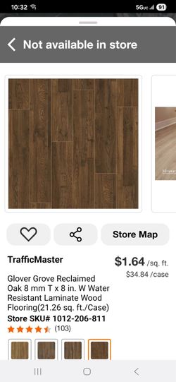 Glover Grove Reclaimed Oak 8 mm T x 8 in. W Water Resistant Laminate Wood Flooring(21.26 sq. ft./Case) (Have 9
