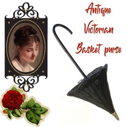 Antique Victorian umbrella basket purse Vintage Gothcore cosplay, steampunk goth