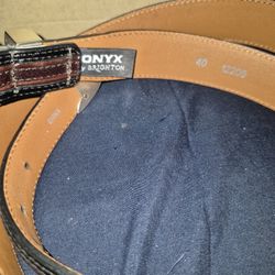 Mens Onyx Size 40 Brown Leather Belt