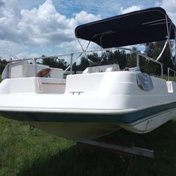 18 Deck Boat With 90 Hp Outboard