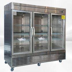 3 GlassDoor Stainless Steel Commercial Refrigerator NSF C83RG