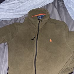 Polo Ralph Lauren Mens Small 1/4 Snap Long Sleeve Jacket Fleece Olive Green