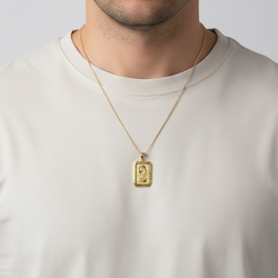 10K Yellow Gold Nugget Lady Fortuna Bar Pendant