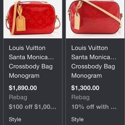 Red LV Santa Monica Crossbody Handbag 
