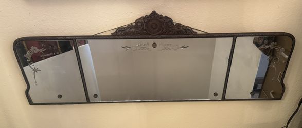 Beautiful Vintage 3 Part Art Deco Mirror - 46x1x16 