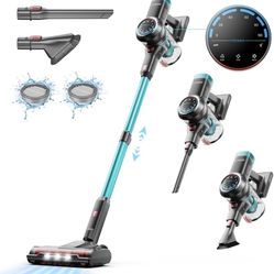 HOMPANY Cordless Vacuum Cleaner, 450W/35Kpa Stick Vacuum with Self-Standing, Max 55 Mins Runtime, Vacuum Cleaner for Home with LED Screen, Upgraded Fl