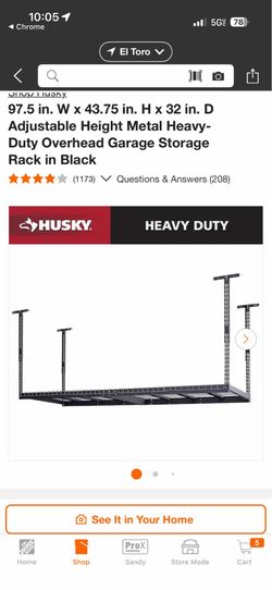 Husky Heavy-Duty Overhead Garage Storage Racks (4 Available)