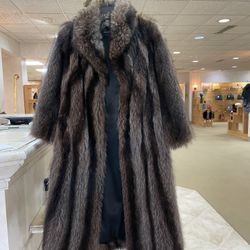 Luxurious Authentic Raccoon Full Length Coat