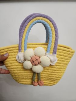 Hand Woven Colorful Cotton Rope Tote Bag