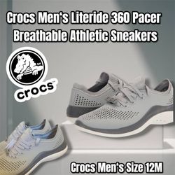 Crocs Men‘s Literide 360 Pacer Breathable Athletic Shoes (Gray) 206715 Lace Up 12 M