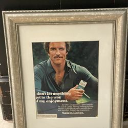 Framed 1977 Tom Selleck Salem Cigarette Ad Vintage Tobacco Wall Art