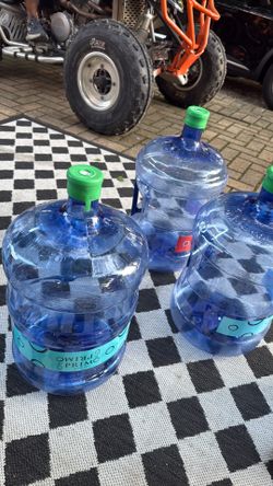 Empty 5 gallon water bottle at 5 dollars each.