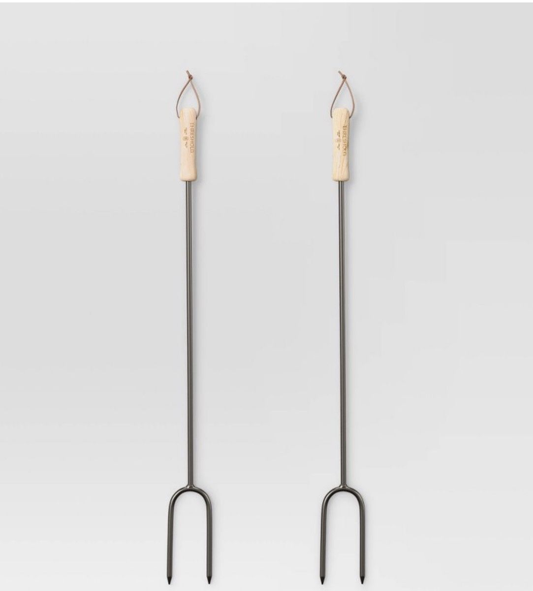 2pc Marshmallow Roasting Log Tong Sticks Black