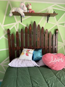 Price Drop!! Handmade Headboard And Matching Shelves