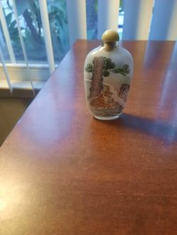 Two Sided Hand Painted Bottles On Frosted Background