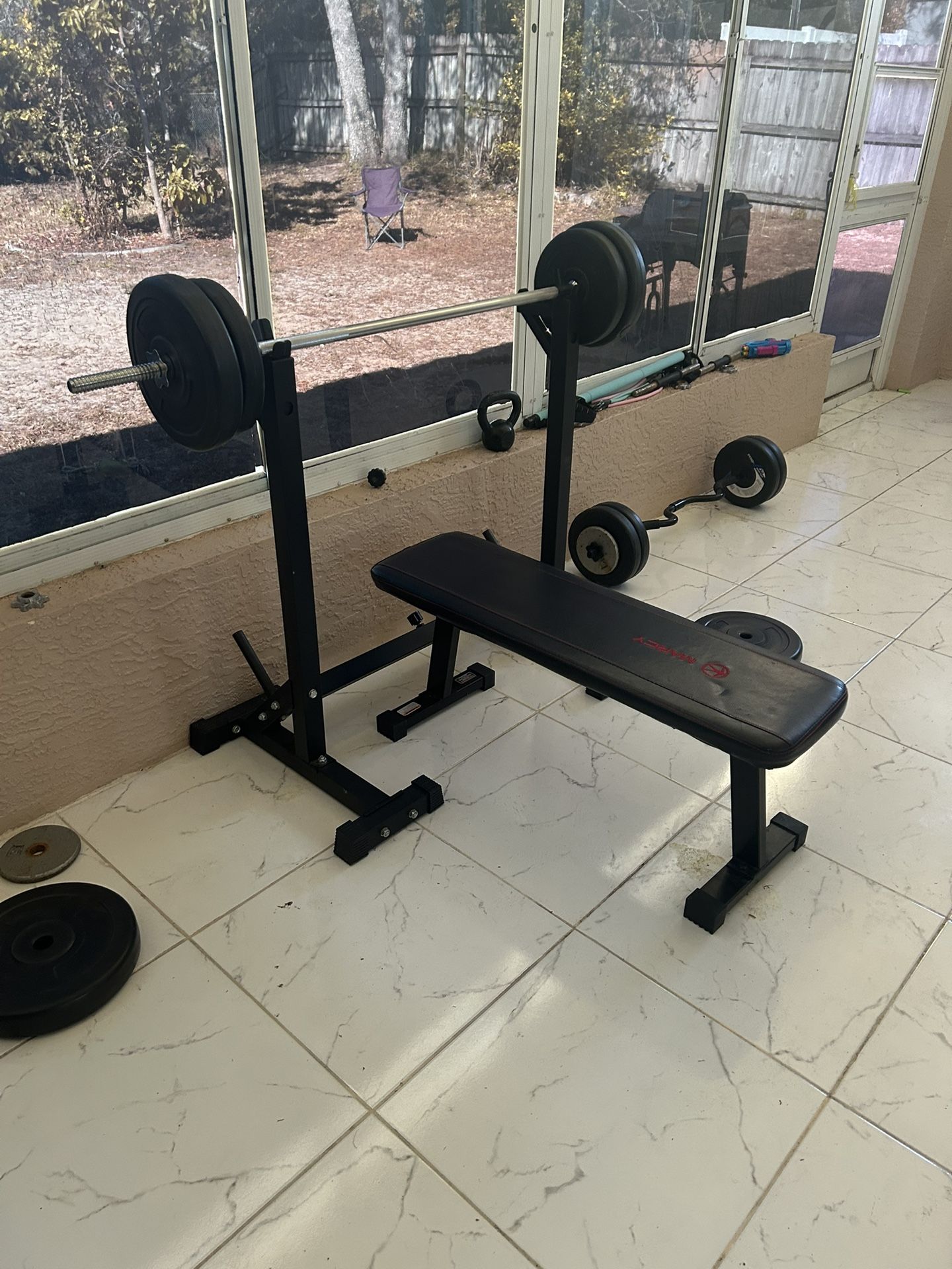 Weight Bench With Bar And Weights