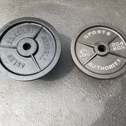 2-45lbs one is barbell other one is sports authority