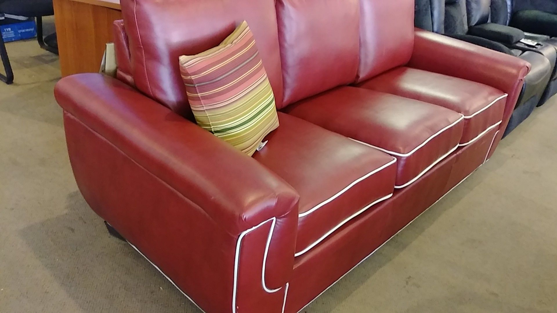 Red leather sleeper sofa