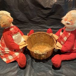 Vintage Annalee  And Hope Christmas Original Dolls Mr And Mrs Claus