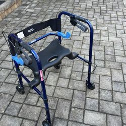 DRIVE Medical Deluxe Foldable Rollator Walker Model #10243 With Flip-up Seat!