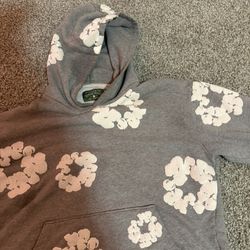 Grey Denim Tear Hoodie