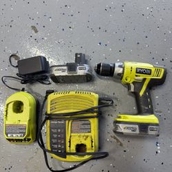 Ryobi Drill And Batteries