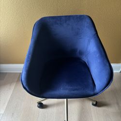Modern Blue Velvet Office Chair – Gold Base, Swivel & Wheels