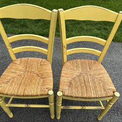 Yellow Woven Seat Chairs (pair)