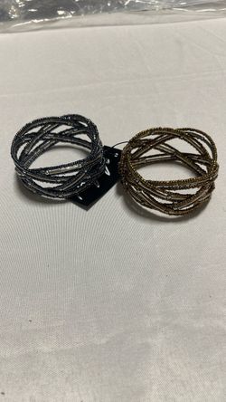 Beaded Multi-Strand Stretch Bracelets Set of 2