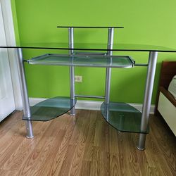 Tempered Blue Smoked Glass Office  Desk