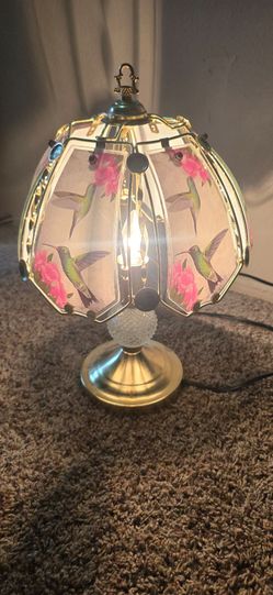 Hummingbirds in the Garden 3-Way Glass Panel Touch Lamp